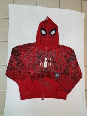Civil Regime x Spiderman Web Rose Full-Zip WITH Mask Hoodie - Men's size 2XL